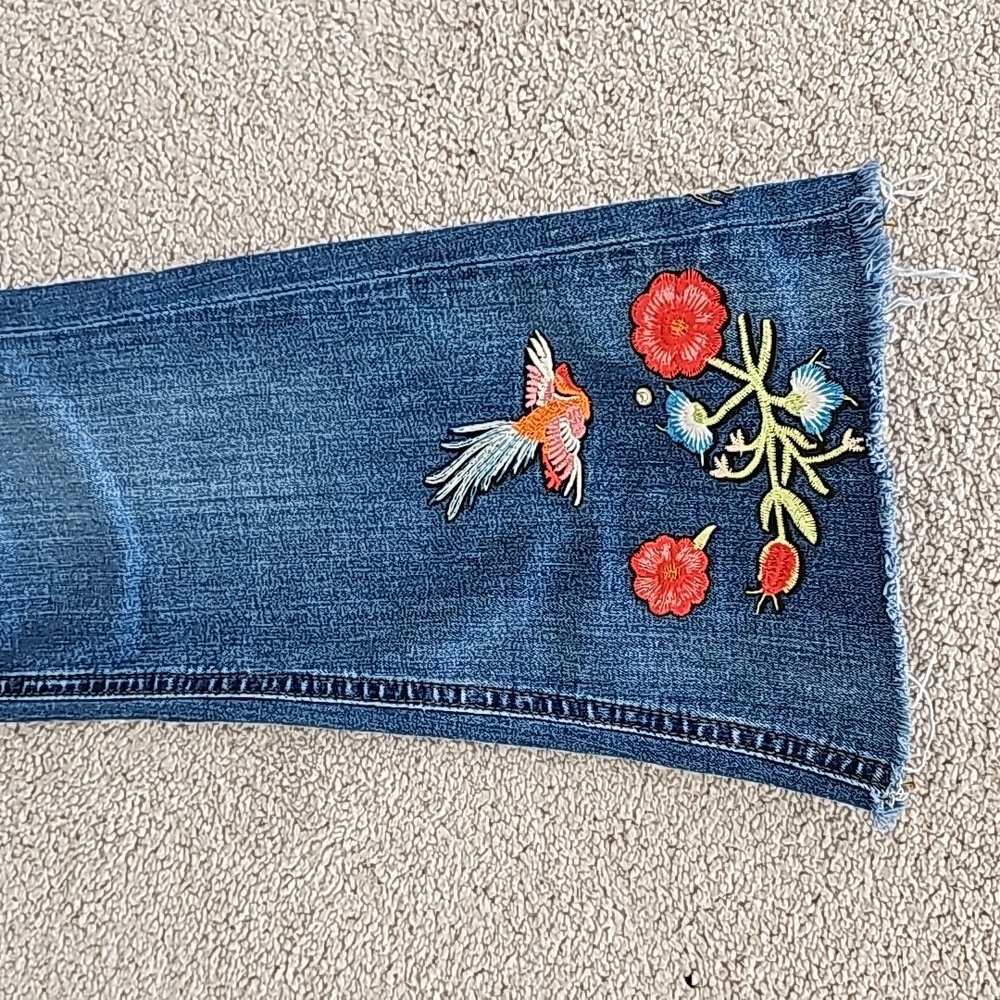 Zara women's floral boot cut jeans - Picture 4 of 12